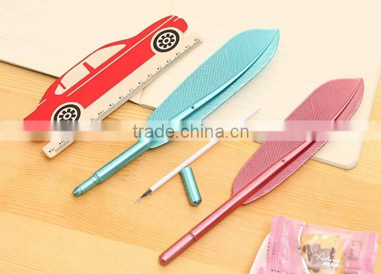 0.5mm black pen feather shape ballpoint pen plastice office stationery pen