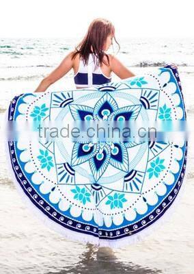 Peacock Mandala Round Tapestry Throw Hippie Gypsy Beach Blanket Yoga Mat Boho
