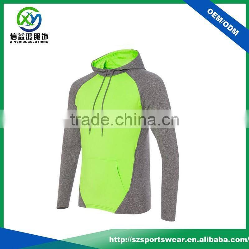 New Arrival Contrast Color Big Front Pocket Polyester / Cotton Man Sport Sweatshirt With Hood