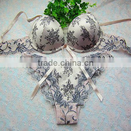 2015 3/4 Cup Polyester Cotton Sexy Bra Set