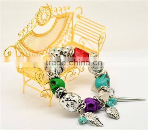 Summer Style Halloween Skull Stone Elastic Bracelet 25cm