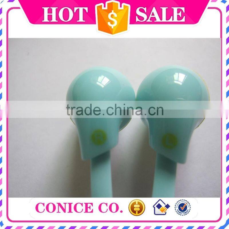 2015 high quality stereo 3.5mm metal jack flat cable silicone plug in-ear stereo earphone for MP3