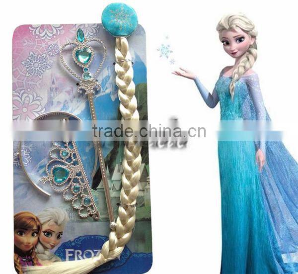 (Top Quality) Frozen Anna cosplay wig + crown + wand,Frozen accessories,Anna wig for kids