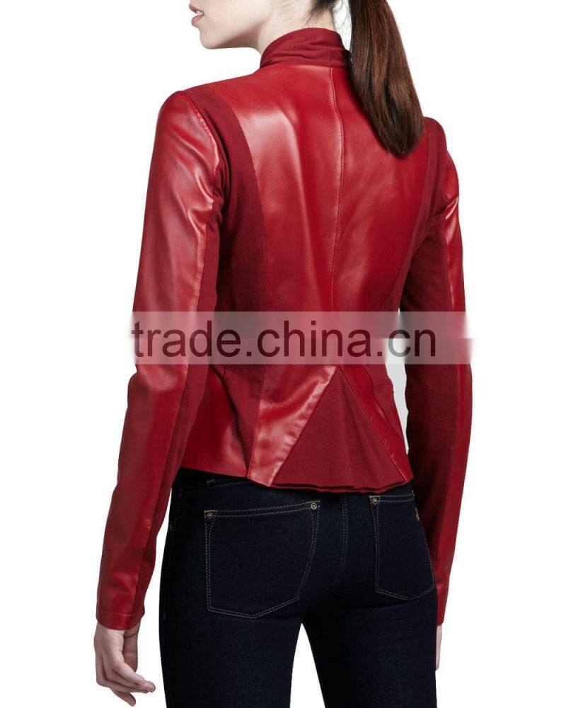 Sexy Drape Front Lambskin Leather Jacket