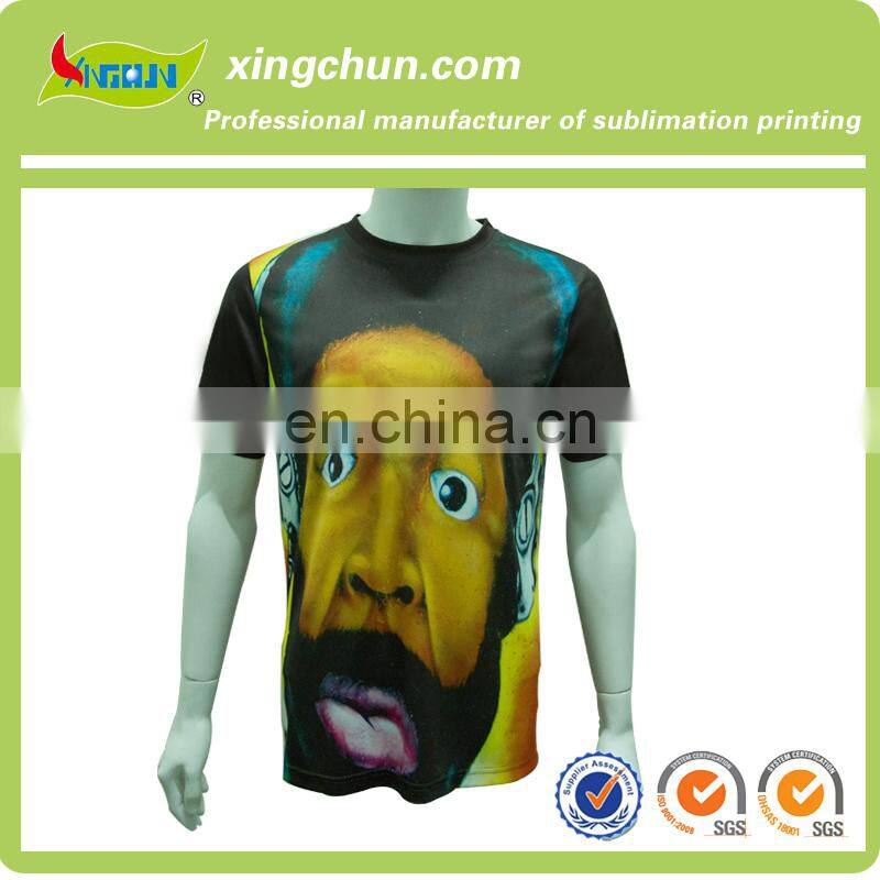 Round neck 100% Polyester wholesale customize scrawl dye sublimation printing Tee shirts