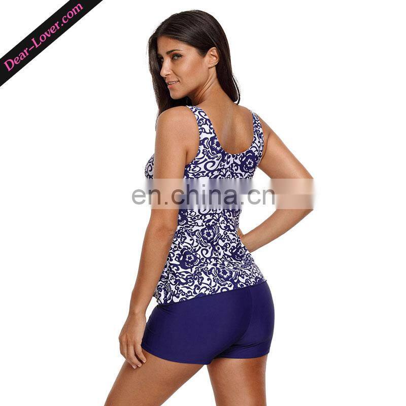Factory price printed Plus Size Womens tankini bathing suits