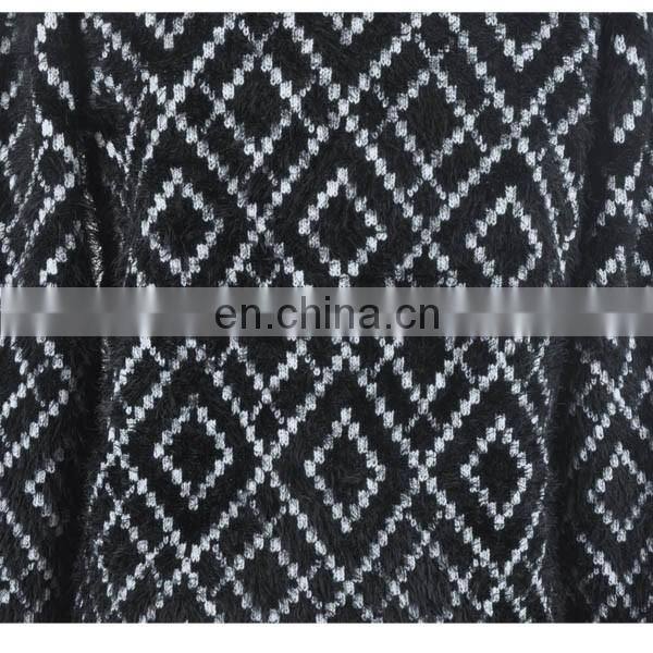 Open-front Custom Women Cardigan Black Plaid Long Sleeve V-neck Sweater