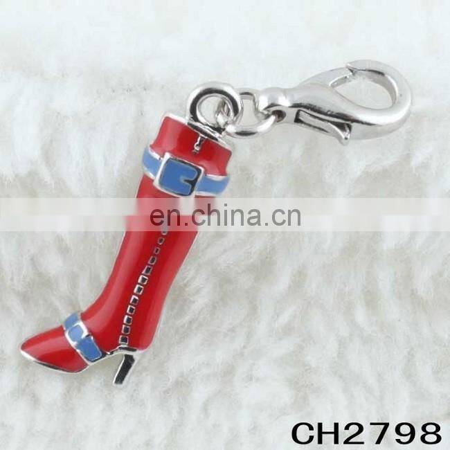 Factory Direct Sale DIY Jewelry Accessories metal red enamel shoes High heels Long boots pendant