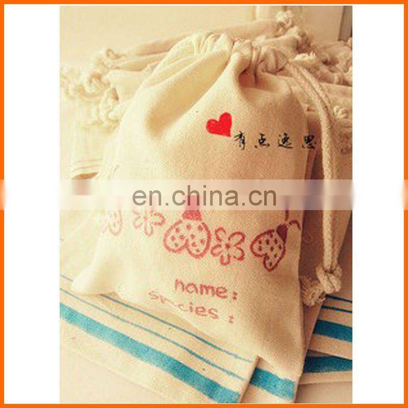 Mini small screen printed burlap jute drawstring bag for coffee packaging