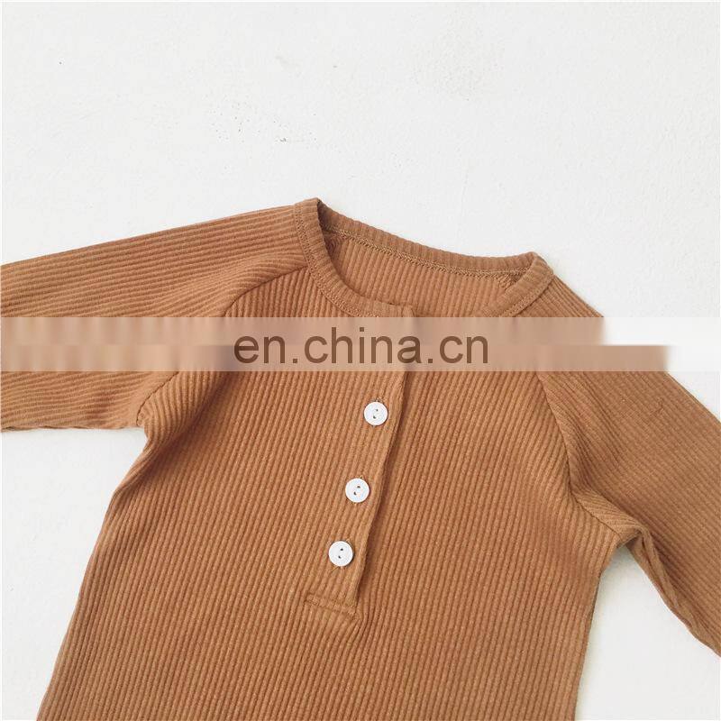Newborn Infant Toddler Girl Boy Organic Cotton Knitted Cotton Long Sleeve Set Clothes Baby Romper 2020