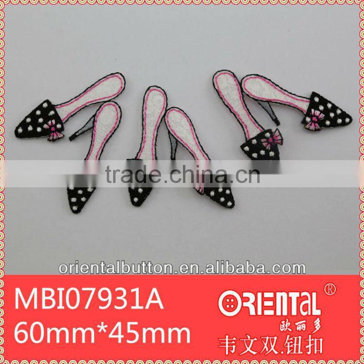 Fashion Embroidery Patches with lady's high-heeled shoes pattern for garments