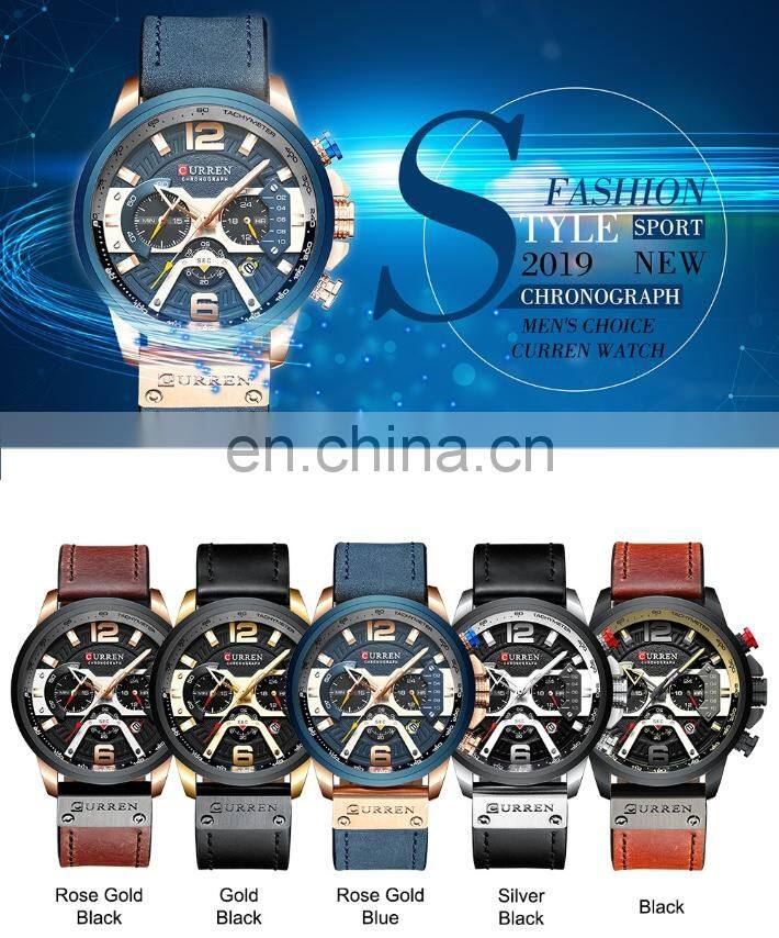 CURREN Watch 8329 Casual Sport Chronograph Watches Men Wrist Luxury Quartz Leather Waterproof Wristwatches Relogio Masculino
