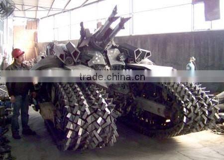 Garden art polished stainless steel iron car