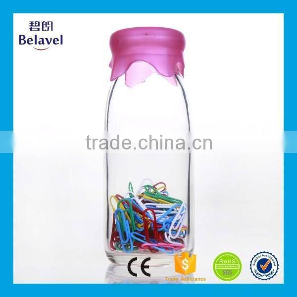 Food grade 250ml beverage juice bottle glass milk bottle with silicone cap