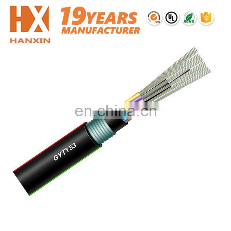 Wholesale 48 64 72 96 112 144 core GYTY53 outdoor single mode fiber optic cable From 19 years factory Hanxin