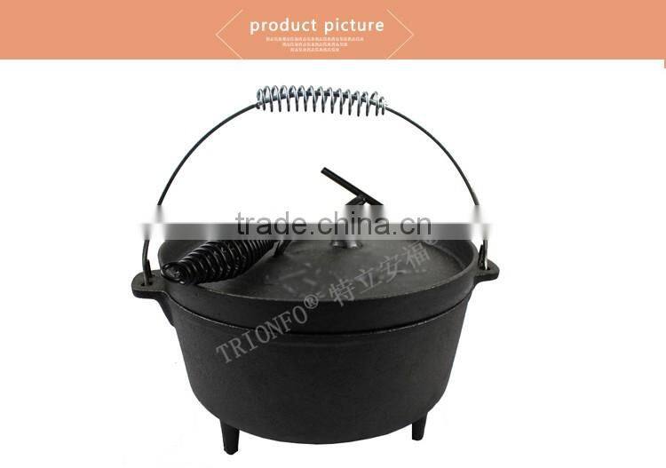 TRIONFO hot sale pre-seasoned cast iron camping stock pot
