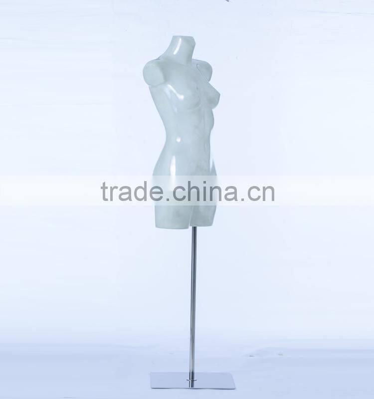 half body transparent fiberglass female torso mannequin
