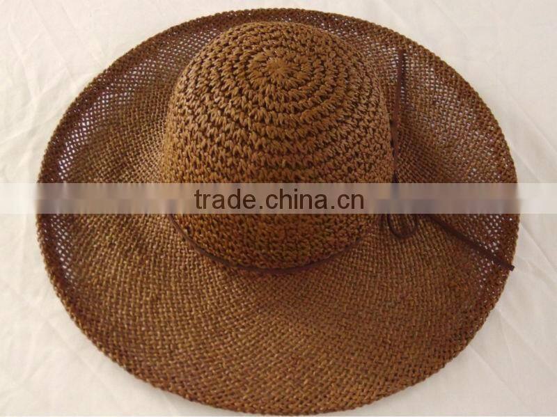 Brown handmade sun beach hats with ribbon