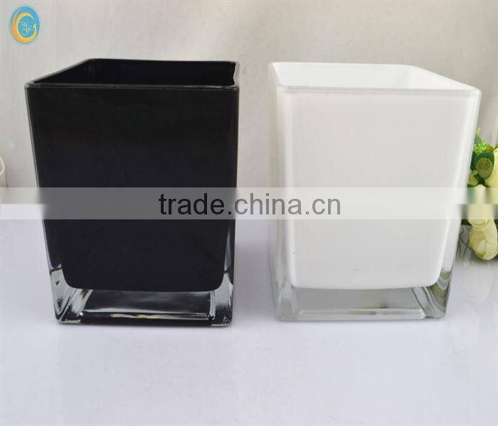 black lacquer cube glass vase