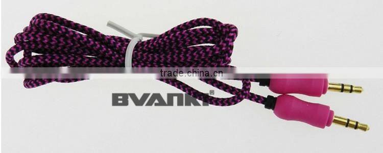 2016 new premium 100% test high quality car audio composite audio cable, 3.5mm stereo male to male audio aux cable free samples