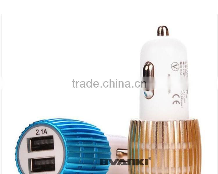 2016 Premium Aluminum Alloy 5V 2.4A Smart IQ Fast Charge USB Car Charger for android mobile phone by alibaba express free sample
