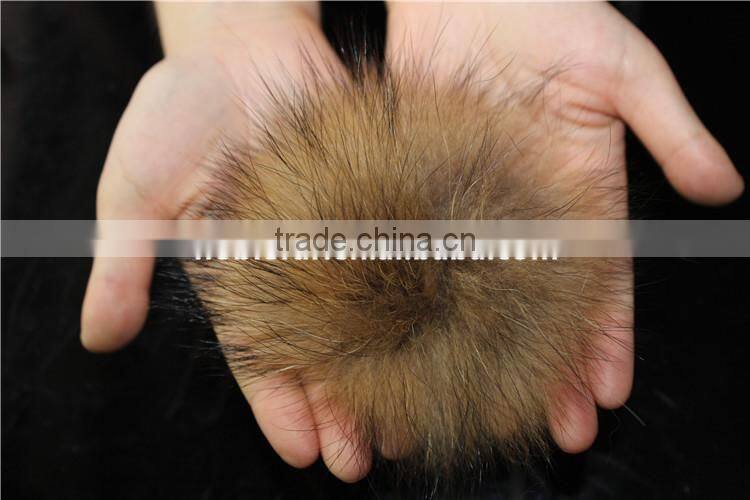 Real Raccoon Fur Pompom Key Chain Fur Hat Cap Scarves Accessories