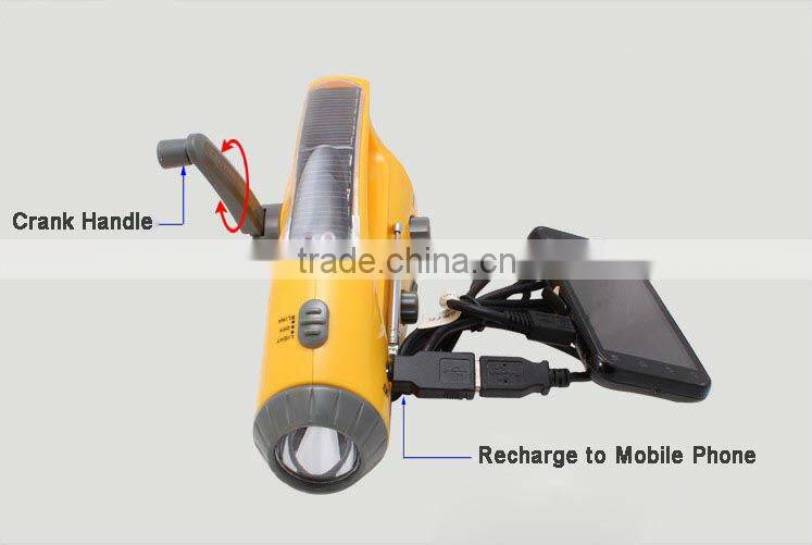 Solar Dynamo Wind-Up Torch Flashlight Charger With FM Radio