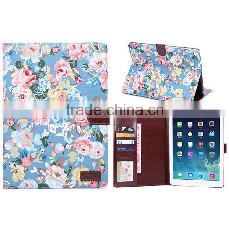 Flower wallet leather case For iPad 6