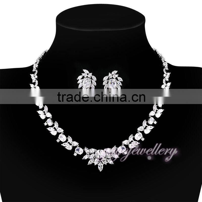 Flower design wedding women gold zircon jewelry set