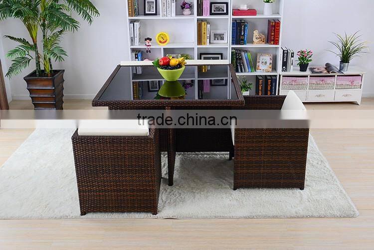 Simple Design Dining Room Furniture Garden 4 Chairs Rattan Wicker Outdoor Tea Dinning Table Set