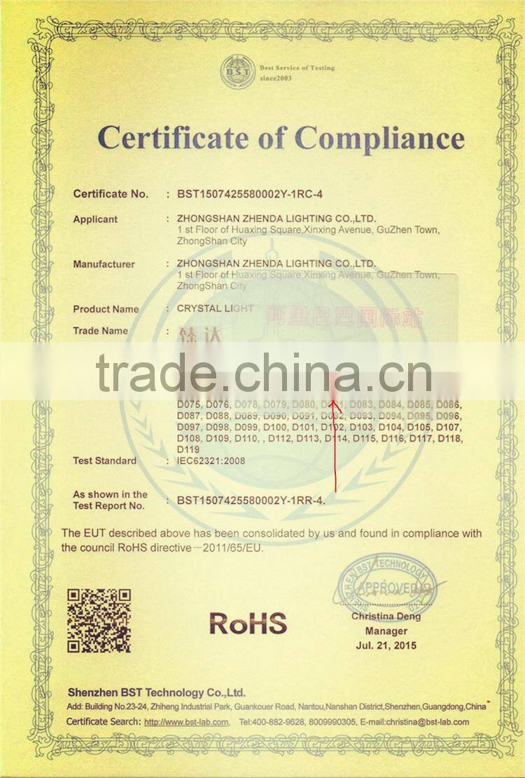 Big square LED crystal short chandelier with clear k9 crystal with lighting remote control