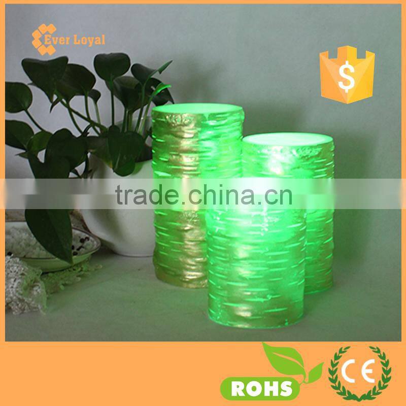 New Arrival Glitter Candle Light Wax Gold Candle 3 Volt LED Light