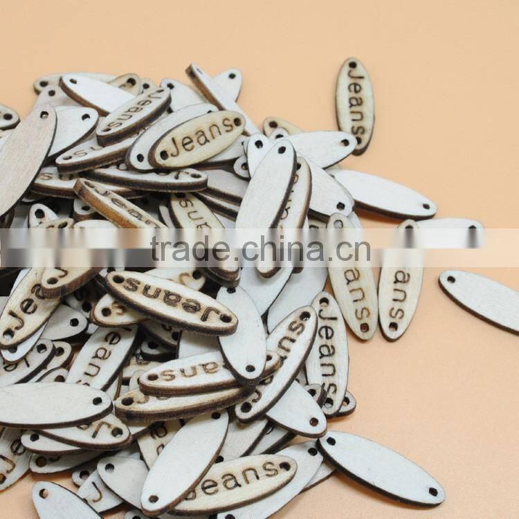 Sedex Audited Factory 2 Pillar Oval Shape Sew-on Wooden Badges For garment