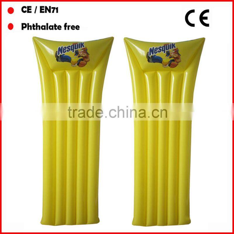Hot sale yellow pvc air mattress with pump/square air mattress/air filled mattress for promotional