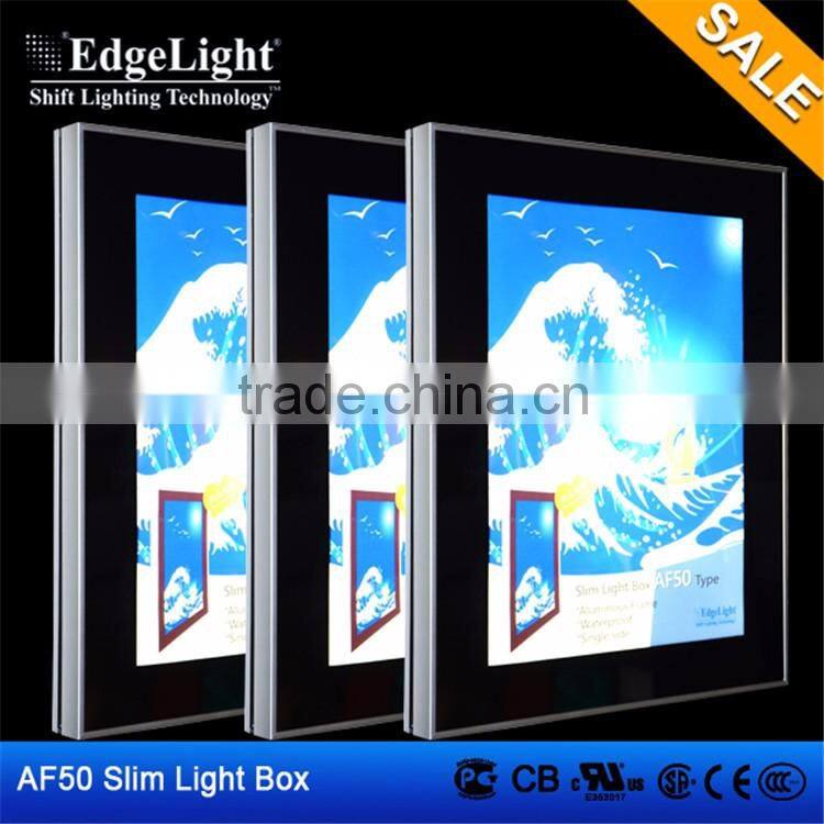 Edgelight AF50 aluminum high quality frameless textile LED light box which made in Shanghai