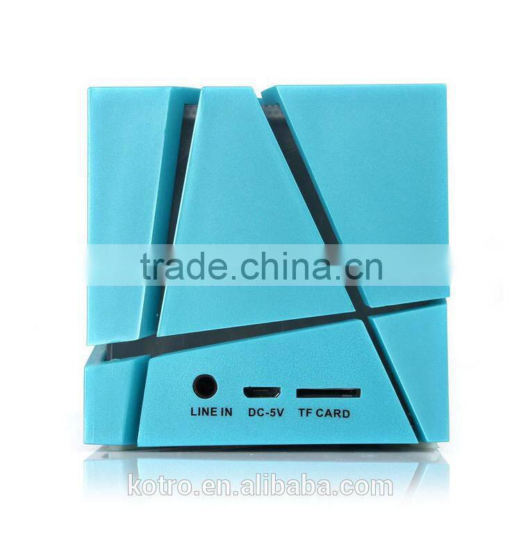 Unique Promotional Gift Qnoe AUX 2 Bass Speaker TF card FM Radio MIC Handsfree LED Speaker 3W Square LED Bluetooth Speaker