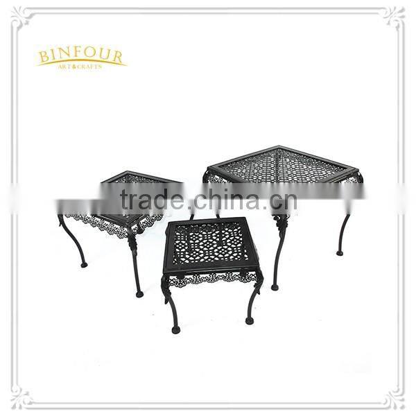 Square modern metal planter stand garden pot set