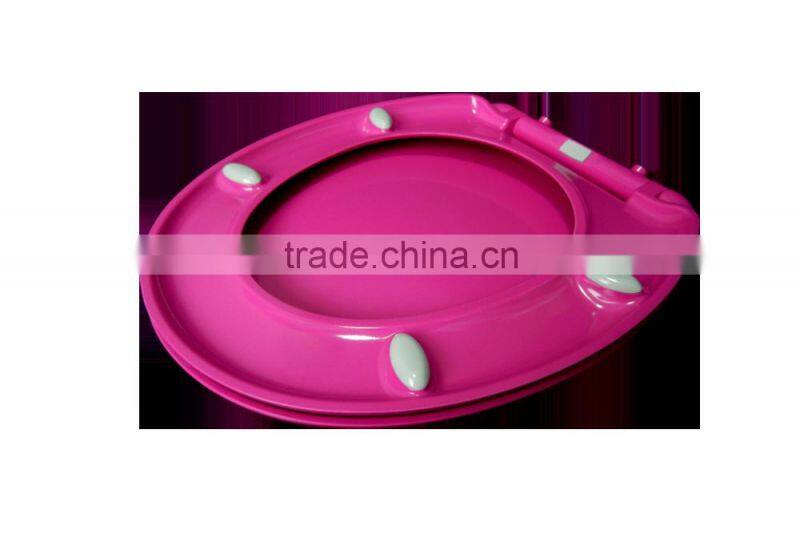 Custom glitter family colored round soft urea toilet seat