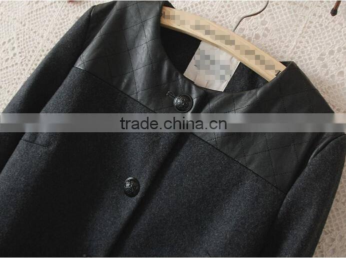 European and American big new women's woolen jacket and long sections temperament luxury single-breasted wool coat