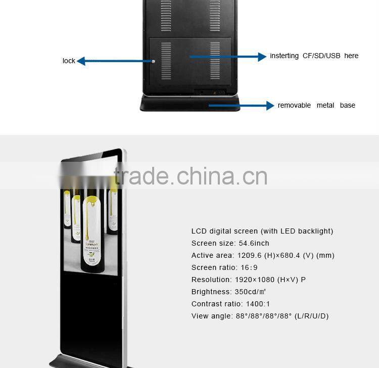 55inch Flintstone apple shape lcd monitor, lcd advertising player, floor standing advertising LCD digital signage