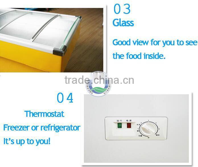 SD-1400D island freezer glass door chest freezers commercial fish barbecue freezer