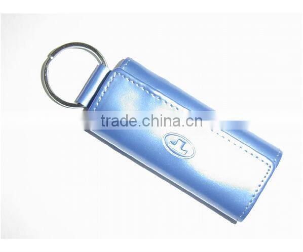 Promotional FOB Leather Keychain holder with logo embossed