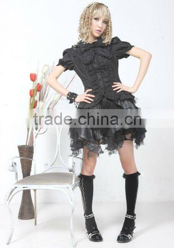 Cotton White Lace Short sleeve Cotton Lolita Blouse 81093