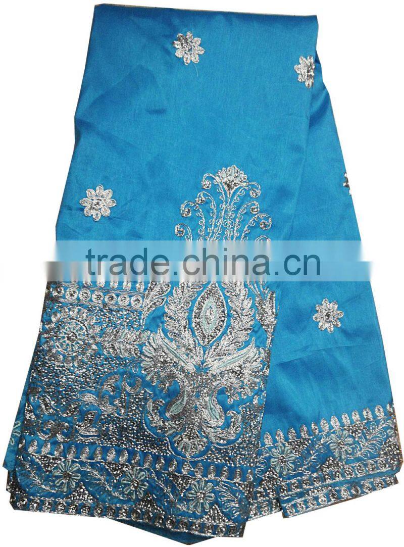 New Design African blue silk george lace Indian George lace with sequins fashion design george clothing