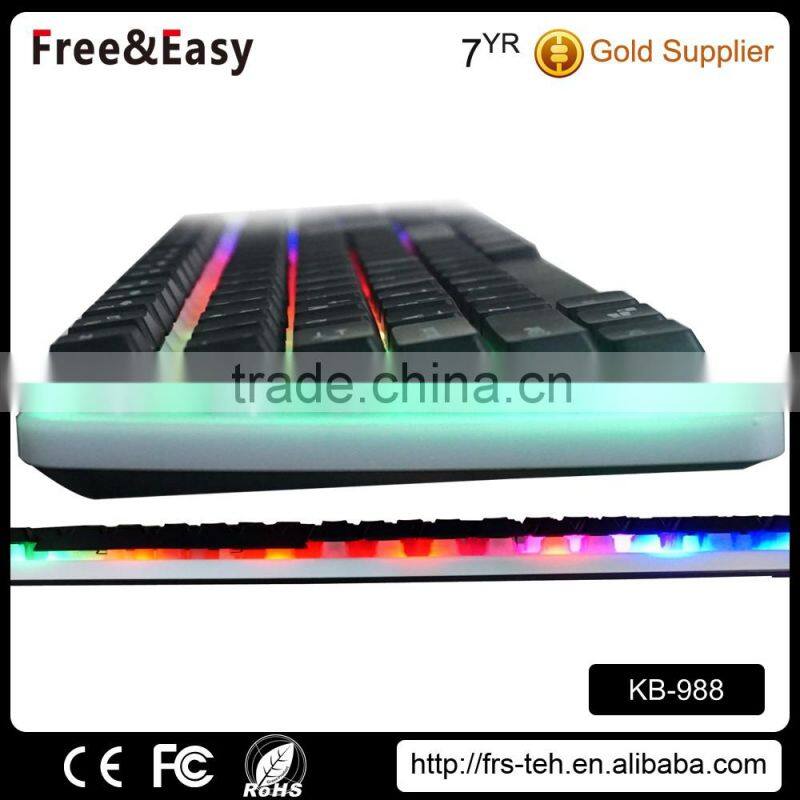 Hot selling wholesale colorful LED illuminate ergonomic wired keyboard