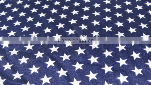 white five-pointed star on dark blue polyester satin Spandex print swimwear