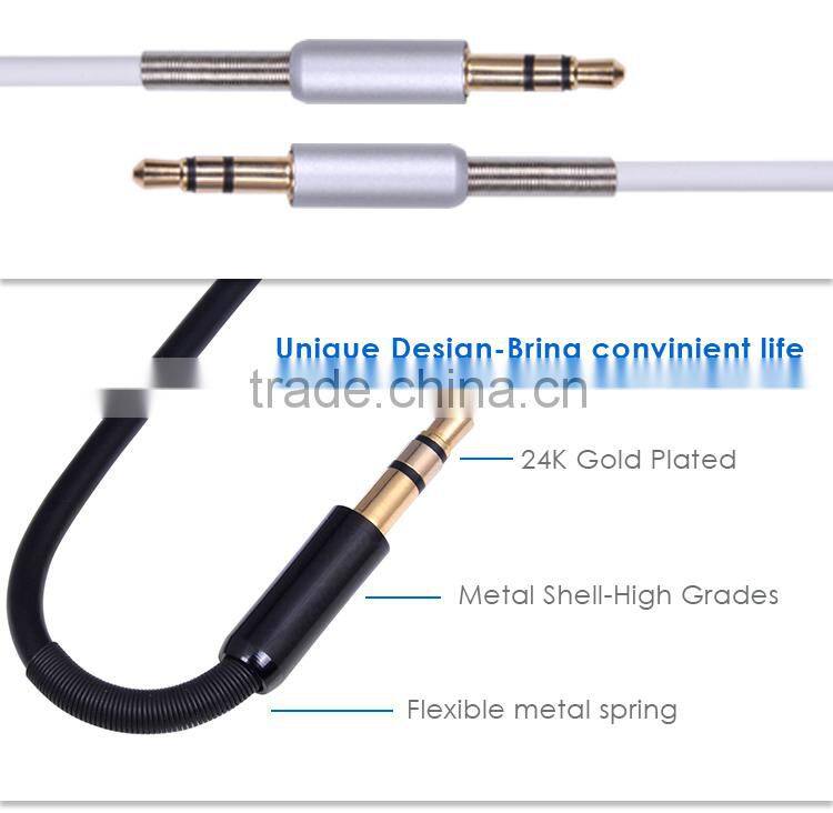 2015 hot selling 3.5 mm stereo plug with gold metal spring