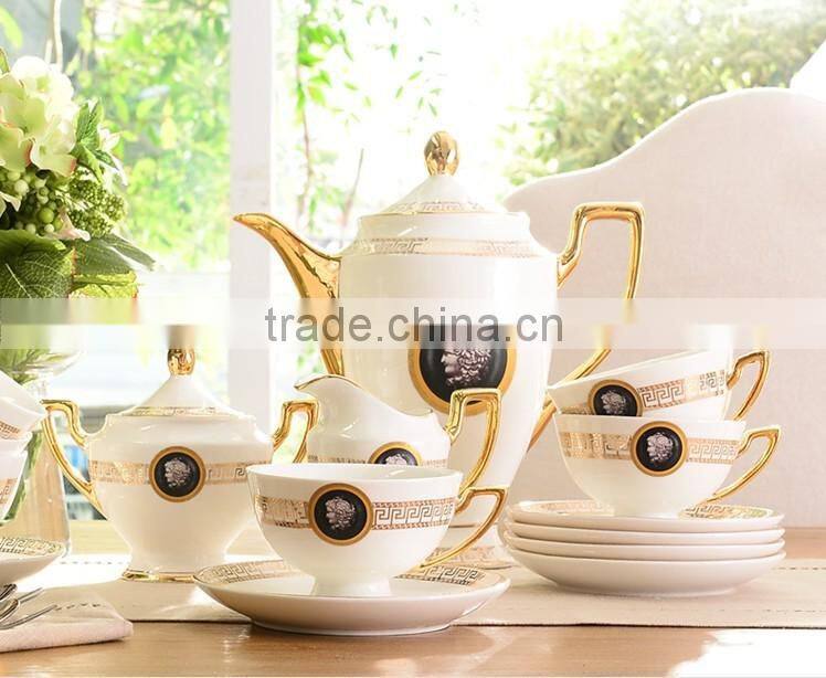top class golden porcelain royal fine bone china turkish coffee set