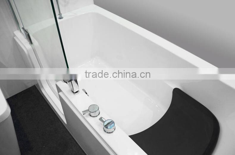 Acrylic lowes walk in bathtub with shower long glass door CE 1690*750*2057MM