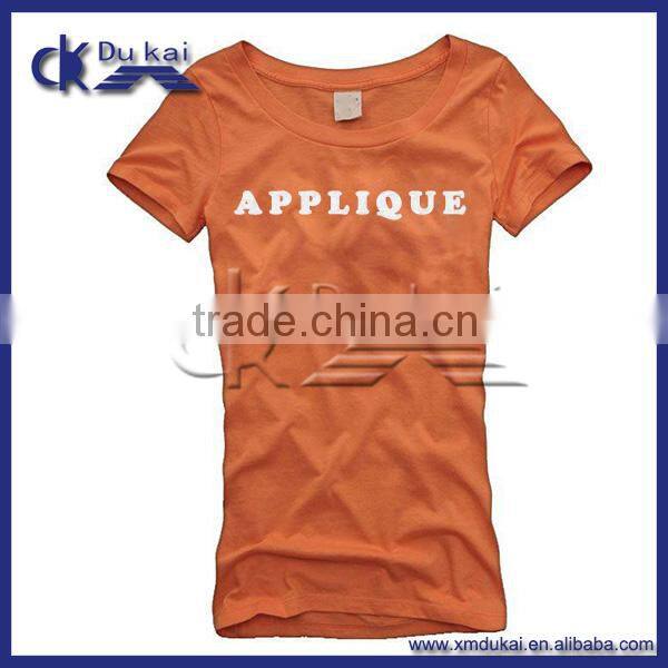 women's slim fit blank short sleeve orange tee shirt
